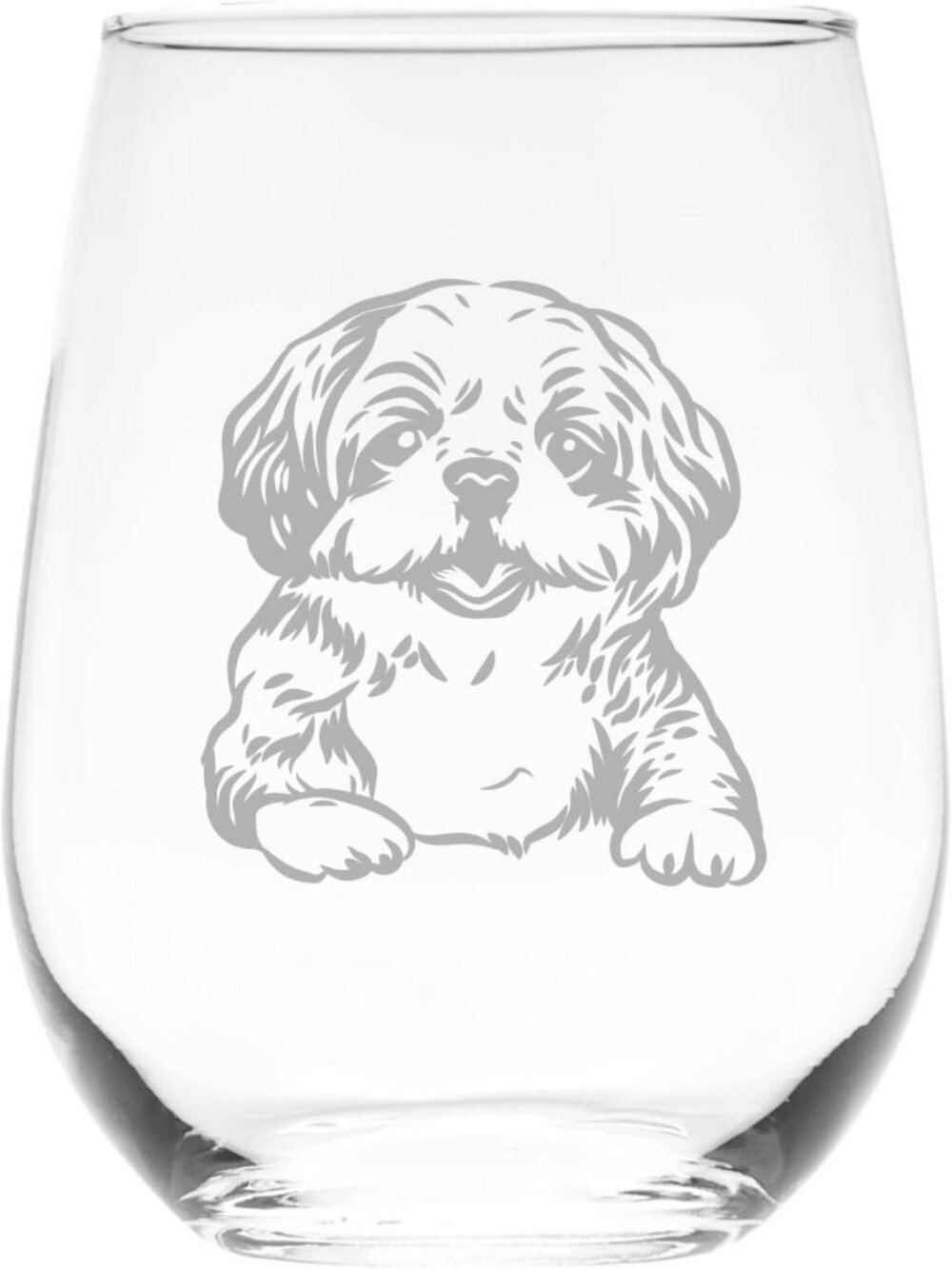 17 oz Stemless Wine Glass for Dog Lovers - Perfect Gift for Shih Tzu Owners